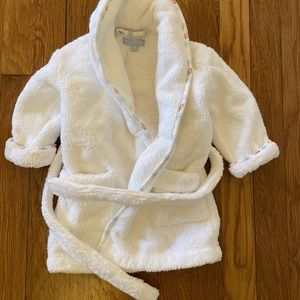 Hill house home baby robe 6-12 months trim is floral stripe